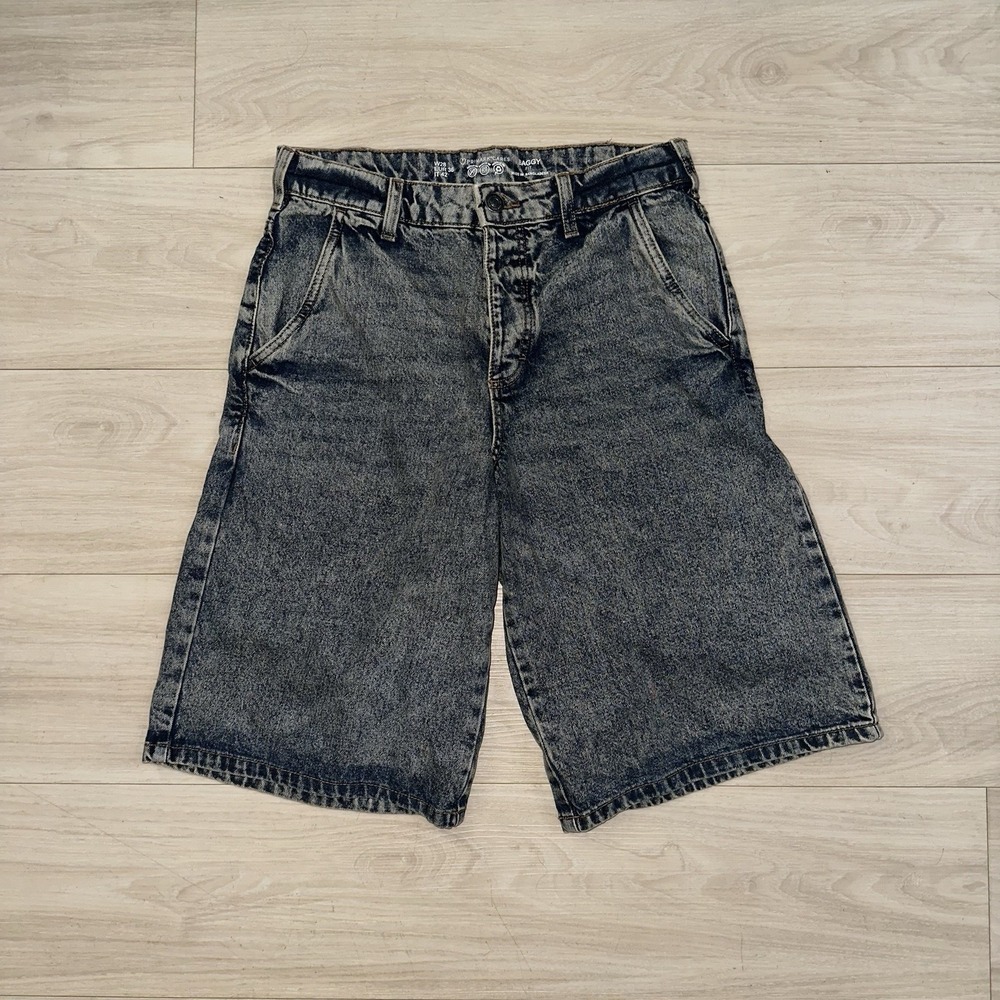 Vintage Y2K Baggy Fit Denim Shorts Size 28 Hip Hop Baggy Jean Jorts Medium Wash